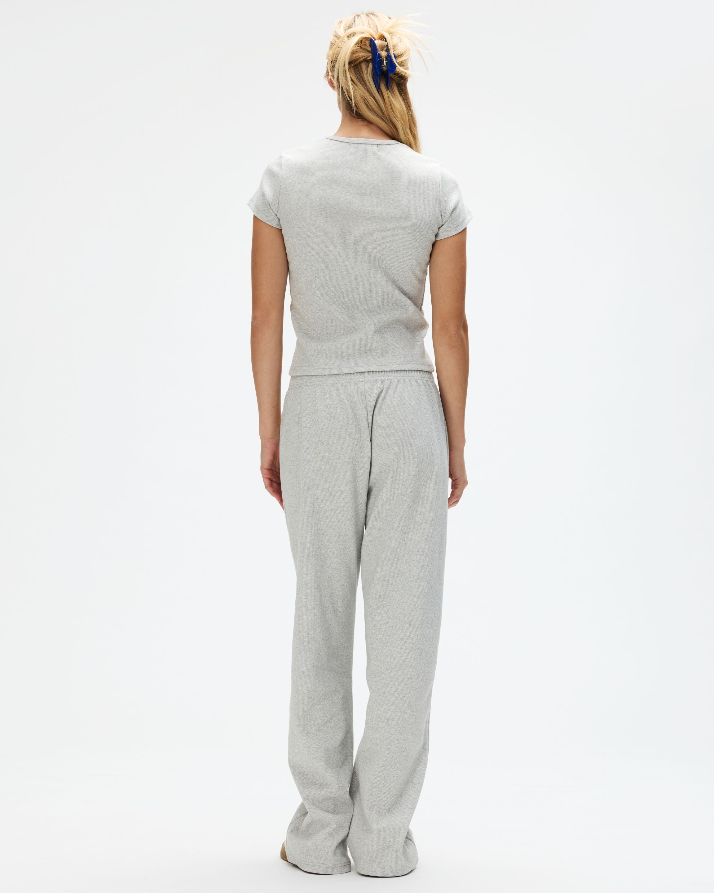 Ribbed Short Sleeve T-Shirt - Grey