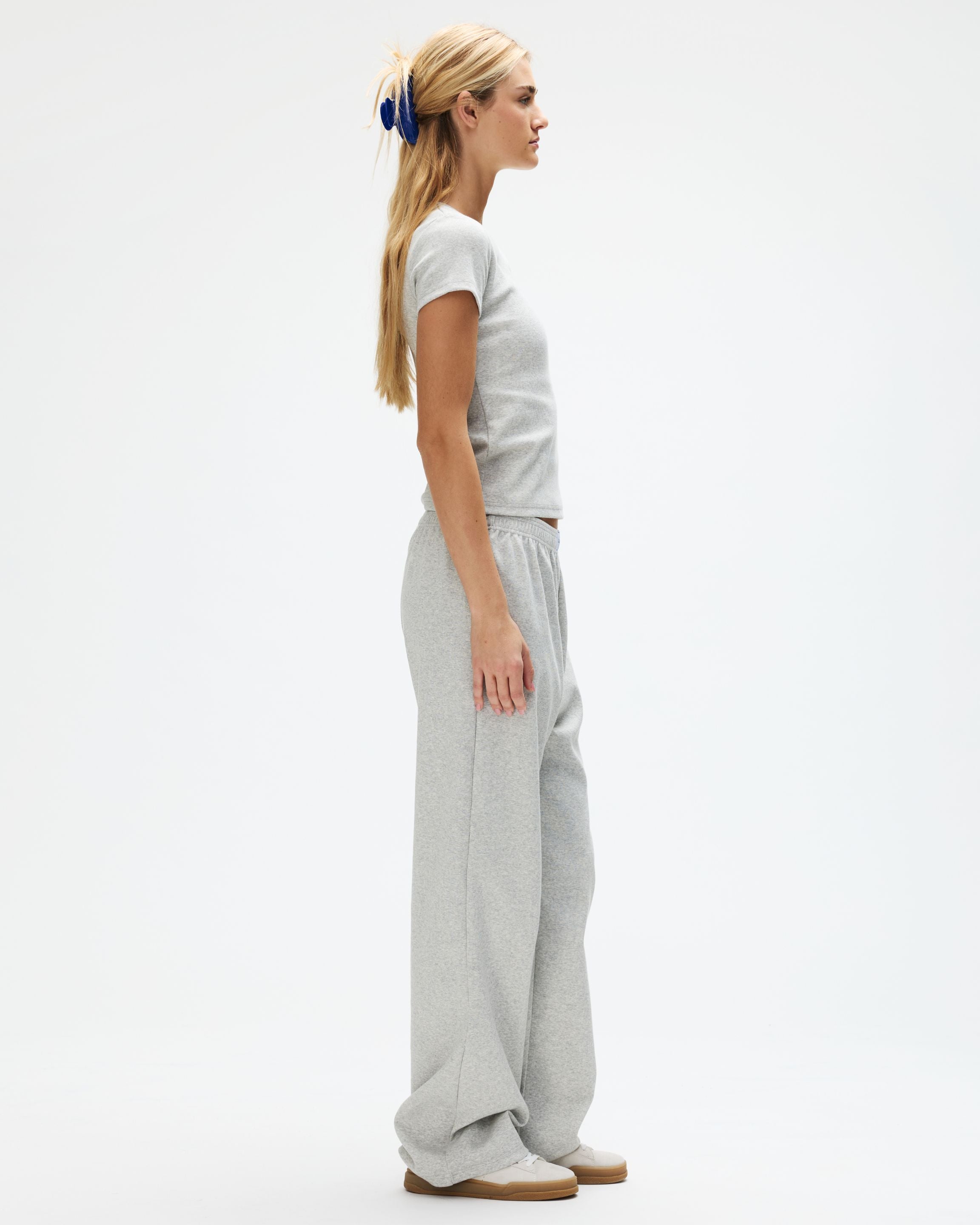 Ribbed Short Sleeve T-Shirt - Grey