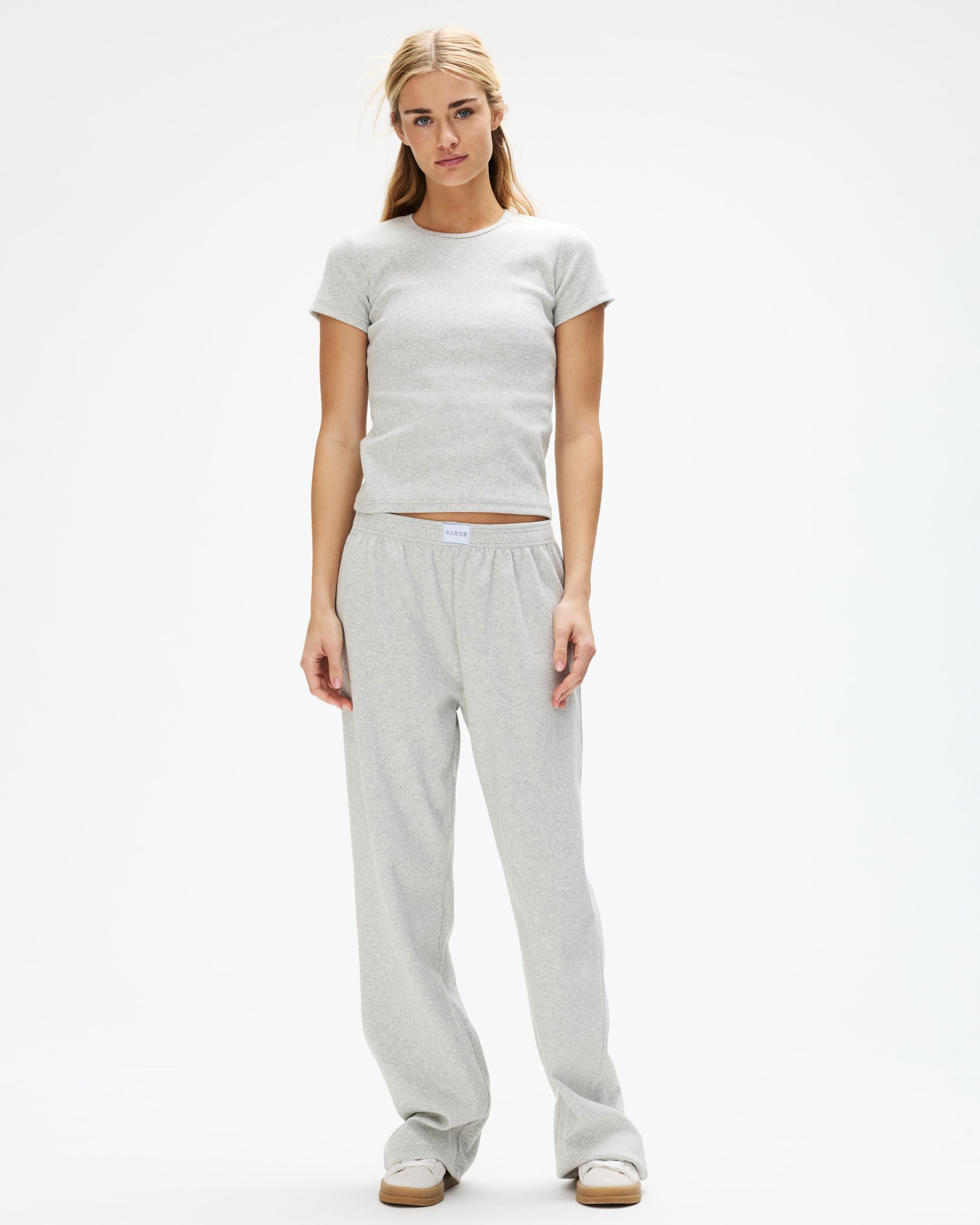 Ribbed Cotton Boxer Pant - Grey